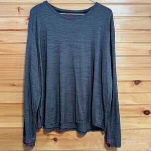 Bombas Heather Grey and Maroon Long Sleeve Wool Top XXL